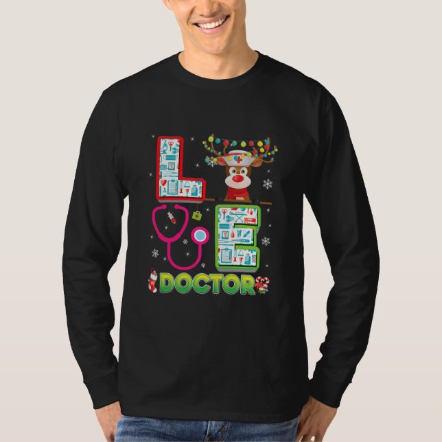 Love Doctor Reindeer Stethoscope Sweater Ugly (Front)