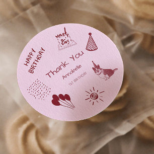 Love Dog 1st Birthday – Cute Puppy, Balloons Classic Round Sticker