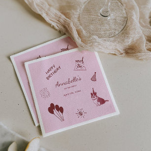 Love Dog 1st Birthday – Cute Puppy, Balloons Napkin