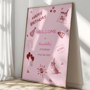 Love Dog 1st Birthday – Cute Puppy, Balloons Poster