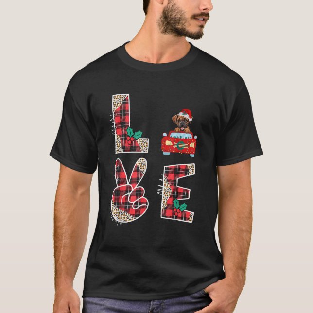Love Dog Boxer Riding Red Car Christmas Sweater Fo (Front)