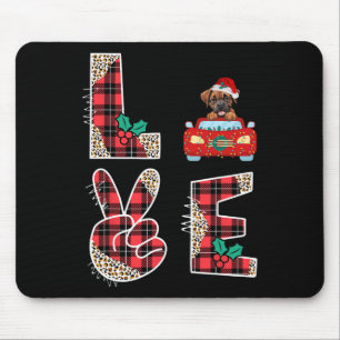 Love Dog Boxer Riding Red Car Christmas Sweater Fo Mouse Pad