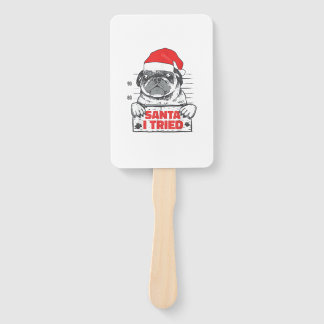 Love Dog Christmas Pyjamas Santa I Tried Naughty P Hand Fan