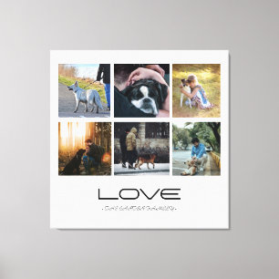 Love Dog Family Portrait Collage Design Canvas Print