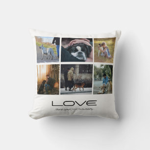 Love Dog Family Portrait Collage Design Cushion