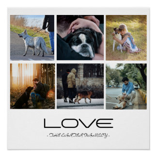 Love Dog Family Portrait Collage Design Poster