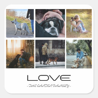 Love Dog Family Portrait Collage Design Square Sticker