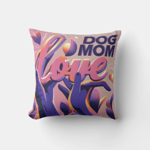 Love Dog Mum Pink Purple Cushion