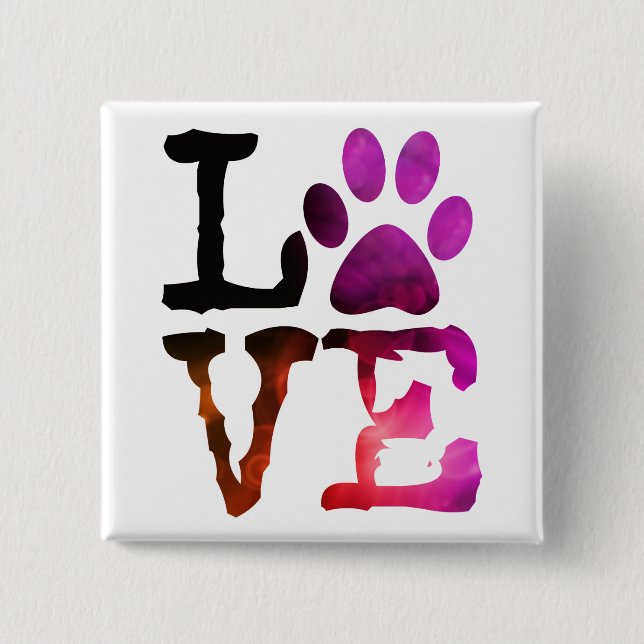 Love, Dog Paw Print Button (Front)