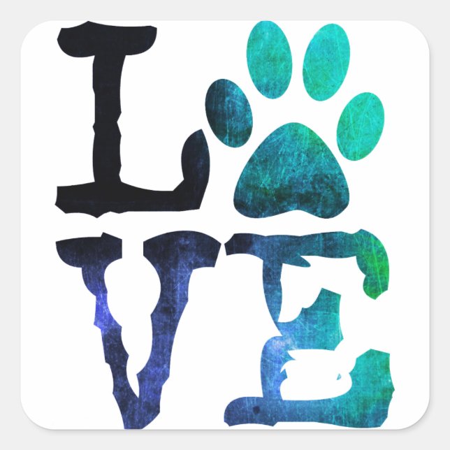 Love, Dog Paw Print Sticker (Front)