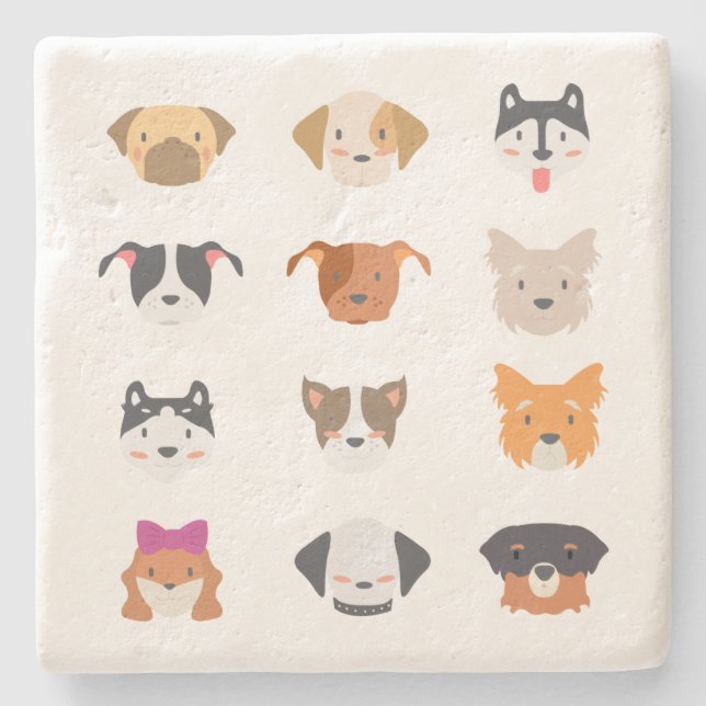 Love Dogs? 12 Cute Puppies for You. Stone Coaster (Front)