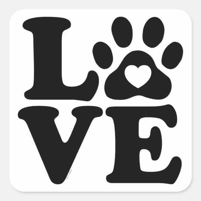 Love Dogs Paw Print Square Sticker (Front)