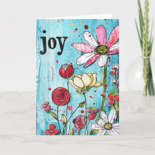 *~**~ LOVE Doodle Art Colourful Whimsical Flower Thank You Card