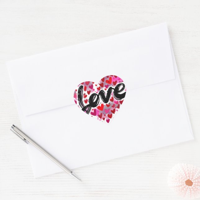 Love doodle art valentine heart sticker (Envelope)