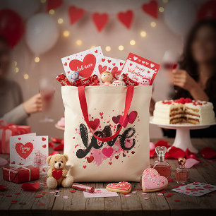 Love doodle art valentine tote bag