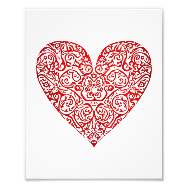 Love Doodle Heart Abstract Art, No 02 Photo Print (Front)