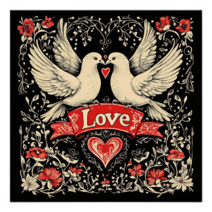Love Doves design Poster