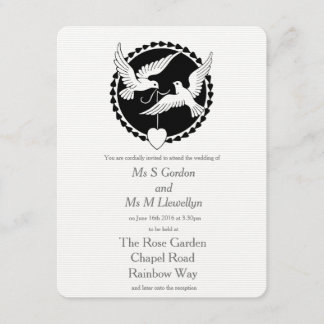 Love Doves Elegant Lesbian Wedding Invitation