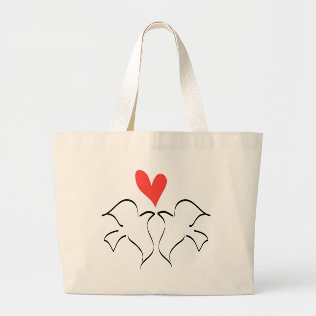 Love Doves Large Tote Bag (Front)
