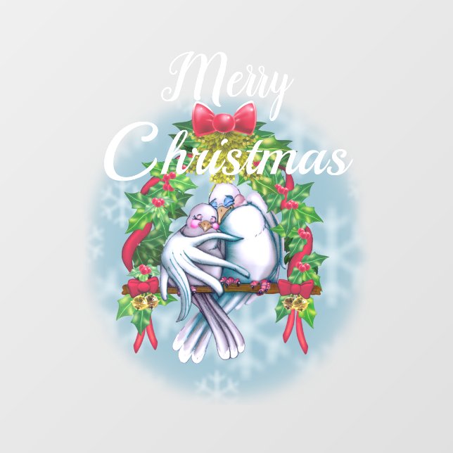 Love Doves Merry Christmas  Window Cling (Sheet)