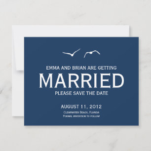 Love Doves Save The Date Announcement - Navy