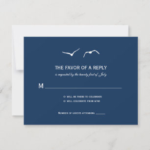Love Doves Wedding RSVP Cards - Navy