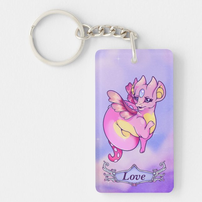 Love - Draginie affirmation keychain. Key Ring (Front)
