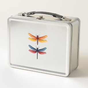 Love Dragonflies child small simple Minimalist Dra Metal Lunch Box