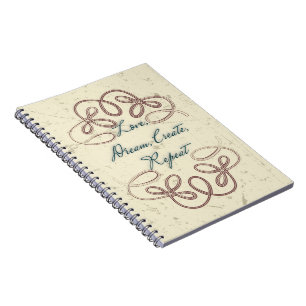 Love, Dream, Create, Repeat, Folk design Notebook