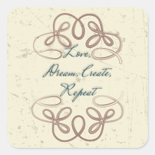 Love, Dream, Create, Repeat Folk design Square Sticker