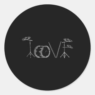 Love Drums Happy Valentine's Day Drummer Music Lov Classic Round Sticker