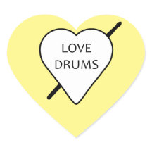 Love Drums Heart Stickers (pack of 20)