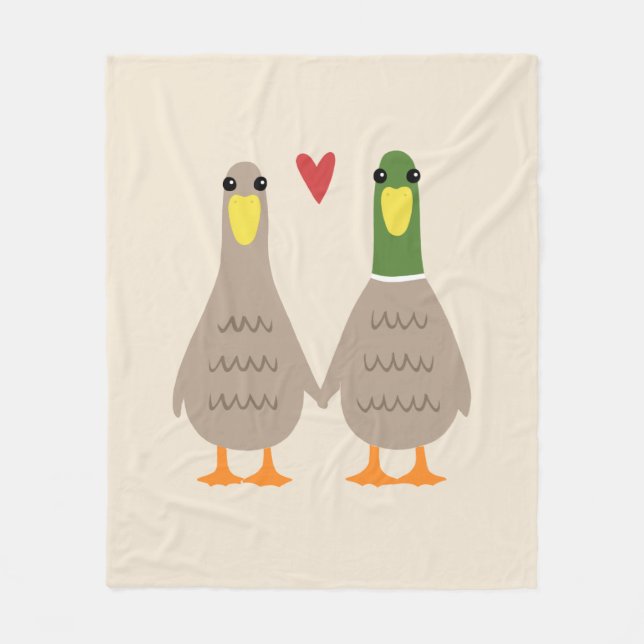 Love Ducks | Cute Ducks Couple Fleece Blanket (Front)