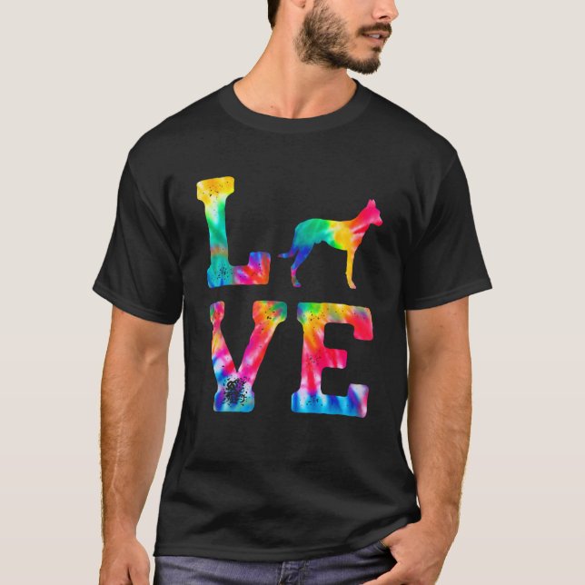 Love Dutch Shepherd Tie Dye Dog Mum Dad T-Shirt (Front)