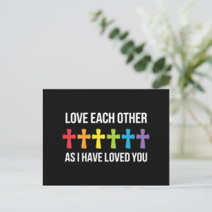 Love Each Other Gay Pride LGBTQ Rainbow Christian Postcard
