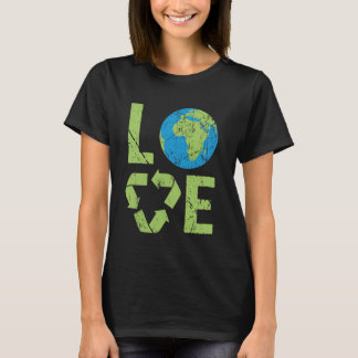 Love Earth Day 90s Vintage Recycling Kids or Teach T-Shirt