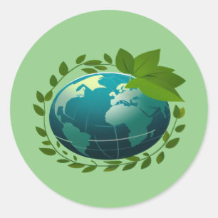 Love Earth Eco Globe Green Planet Classic Round Sticker