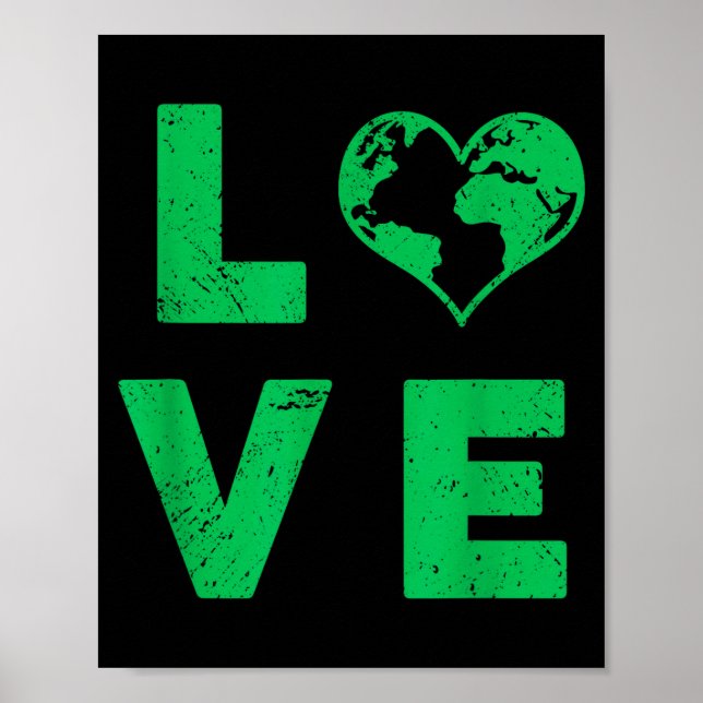 Love earth planet distressed environmental  poster (Front)
