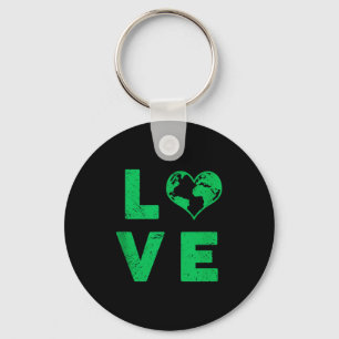Love earth planet distressed environmental tank to key ring