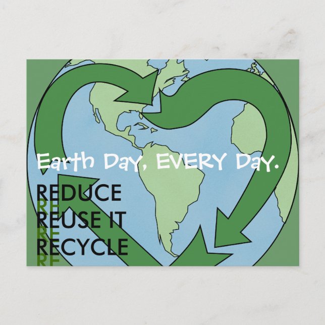 Love Earth -Reduce Reuse Recycle Postcards (Front)