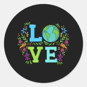 Love Earth Save The Planet Vintage Floral Earth Da Classic Round Sticker