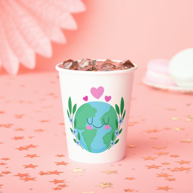 Love Earth Smiling Paper Cups (Insitu)