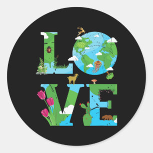 Love Earth World Planet Day Environmental Animal  Classic Round Sticker