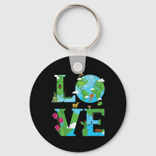 Love Earth World Planet Day Environmental Animal Key Ring