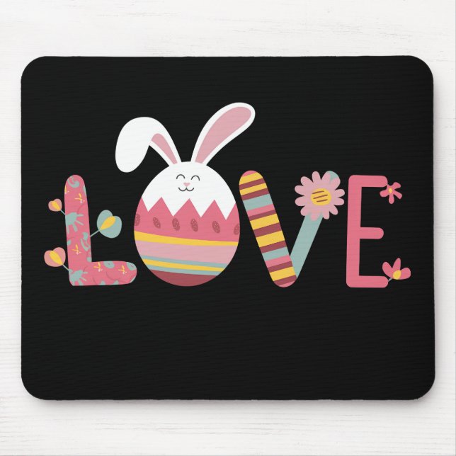 Love Easter Eggs Rabbit Cute Bunny Mouse Pad (Front)
