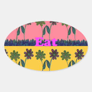 Love Eat Play Art Print Oval Sticker