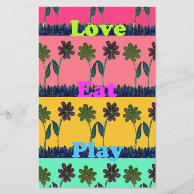 Love Eat Play Art Print Stationery (Front)
