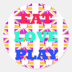 Love Eat Play Heart Hakuna Matata colours.png Classic Round Sticker