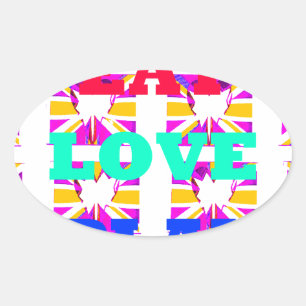 Love Eat Play Heart Hakuna Matata colours.png Oval Sticker