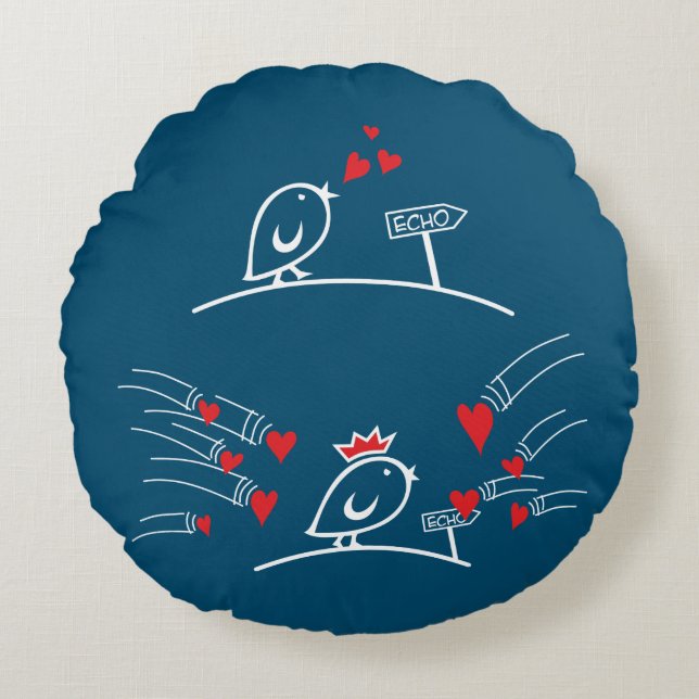 LOVE ECHO - Comic Birds Tweetlercools 2 Round Cushion (Front)